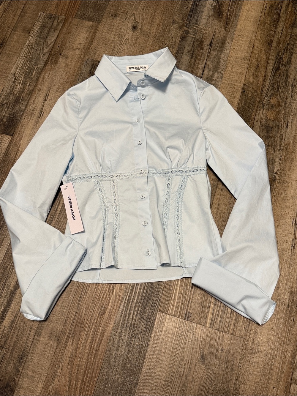Princess Polly Merritt Lace Inset Button-Up Shirt women’s size 4